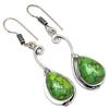 Green Turquoise Gemstone Handmade Gift For Her Silver Jewelry Earrings 1.5''