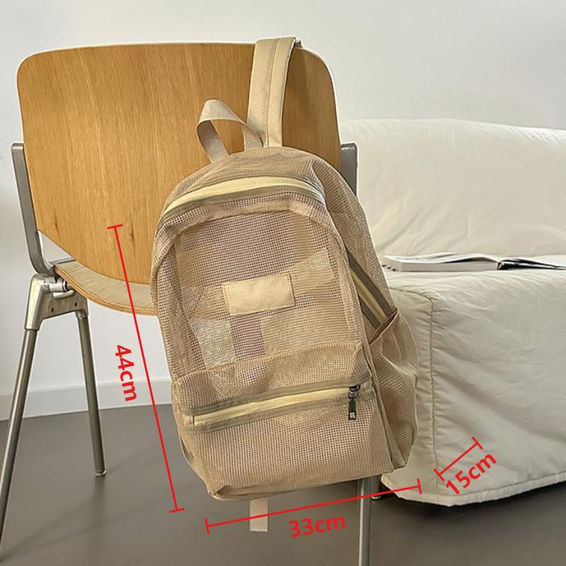 Lightweight Foldable Mesh Backpack Durable Wear Resistant Beach Knapsack with Multi Pockets for School Beach Gym Daily Use