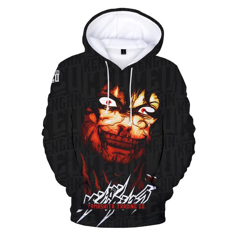 Новые популярные толстовки с 3D принтом Kengan Ashura Season 2, мужские и женские модные повседневные пуловеры большого размера с круглым вырезом