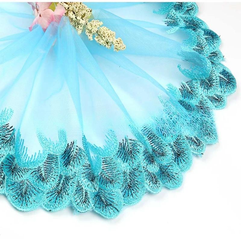 Flower Lace Trim 19cm Sequin Embroidered Lace  Ribbon For Dress /Wedding/ Garment DIY Sewing Decor Accessories 10 Yards