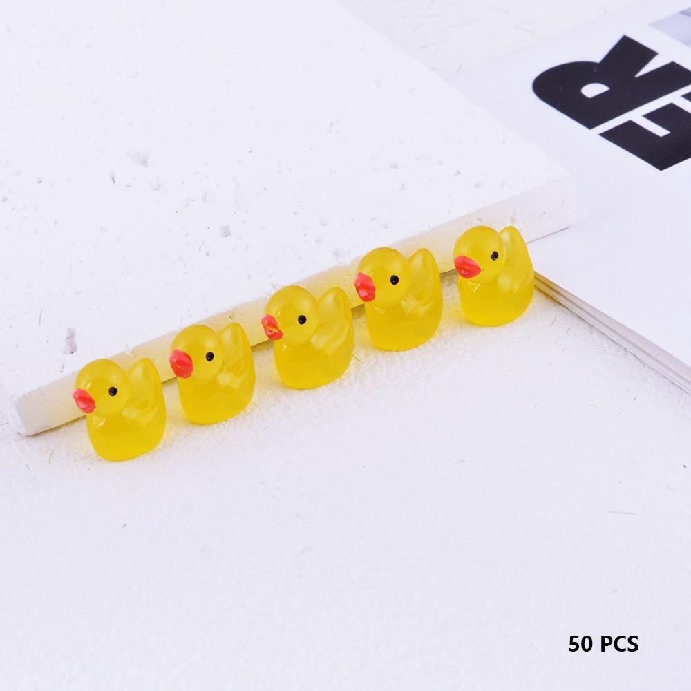 50pcs Mini Ornament Yellow Duck Resin Accessory Doll House Decor Miniature Figure Garden Decor