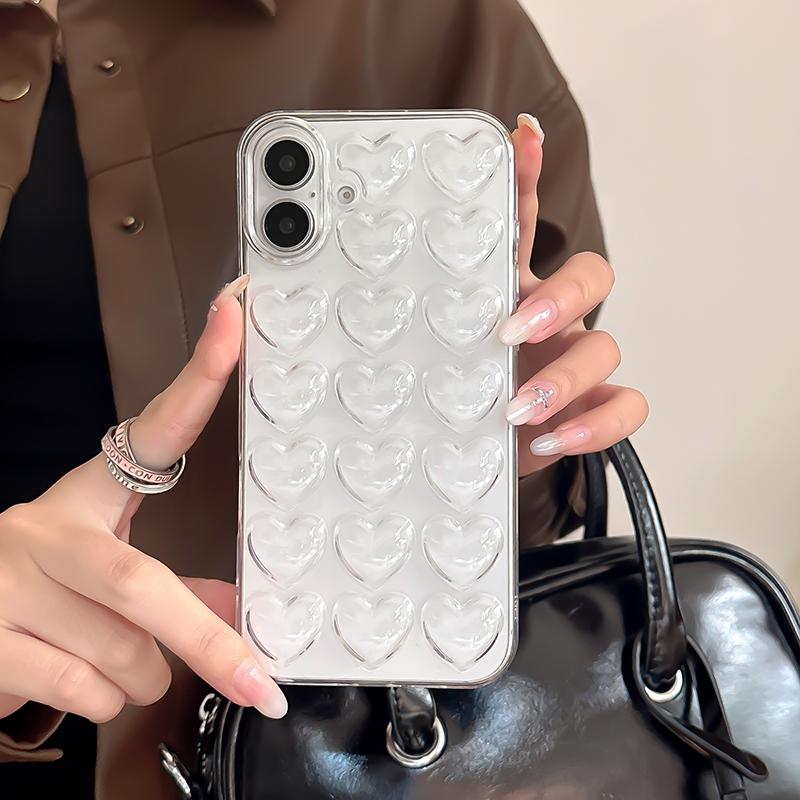 Модный прозрачный чехол из мягкого силикона в форме сердца для iPhone 17 Air 16 15 14 13 12 11 Pro Max 16 Plus