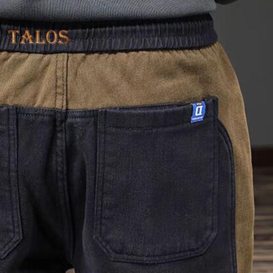 Весна Осень Мужские брюки-карго Свободные эластичные на талии с завязками Карманы Контрастные цветные пэчворк Спортивные брюки Повседневная одежда Шаровары