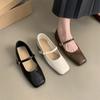 French Retro Square Head Shallow Mouth Single Shoes Female 2025 Spring New Korean Version Fairy Casual Soft Flat Mary Jane Shoes
