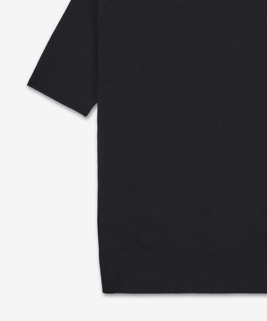 SAINT LAURENT Wool Crew Neck Short Sleeve Knit - Black / 800574Y76Iy1000