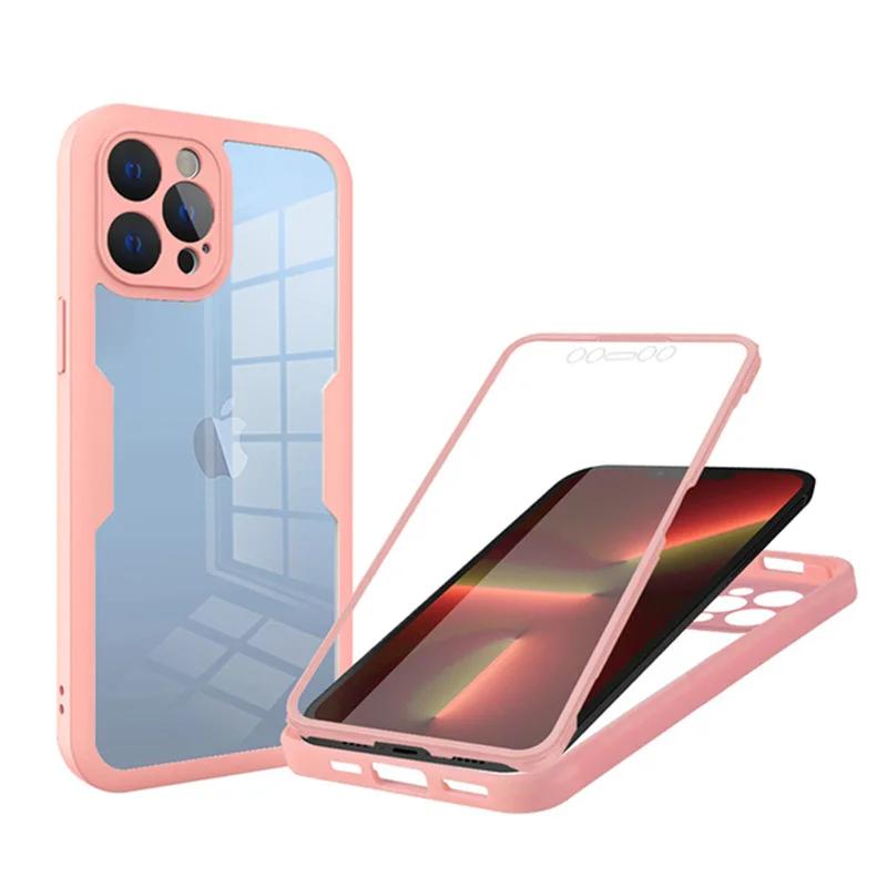 Противоударный защитный чехол на 360 градусов для iPhone 15 14 13 Pro Max 12 11 X XS XR 7 8 Plus SE 2020 2022 SE2 SE3 Mini двухсторонние чехлы
