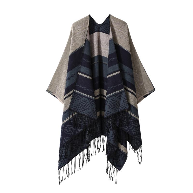 Ethnic Style Shawl Summer Outer Wear Women's Large Shawl Cape Cloak High-end Knitted Scarf