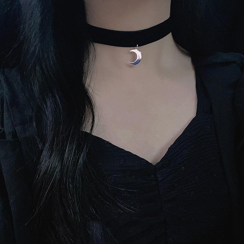Корейский стиль модное колье-чокер для женщин винтажная готическая ключичная цепочка с подвеской в виде луны для девушек шейные украшения аксессуары