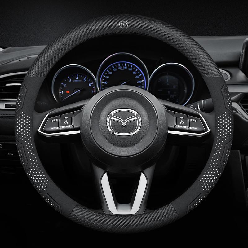 Carbon fiber Suede Car Steering Wheel Cover For Mazda 3 5 6 SKYACTIV Axela Atenza CX30 CX5 CX8 CX9 MX5 RX8 RX7 BT50 Accessories AA43