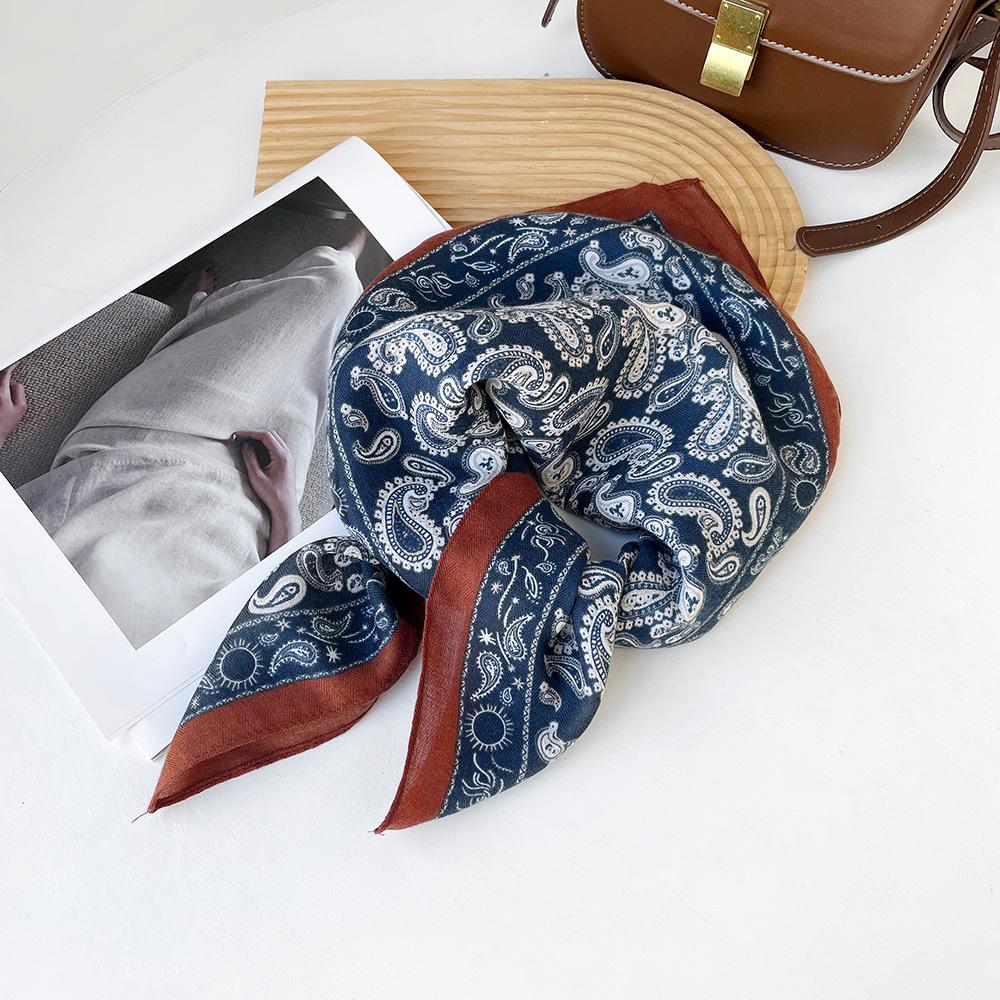 High-End Silk Scarf Women'S Spring Fashion Retro Neck High-End Square Scarf Scarf With Shirt Scarf