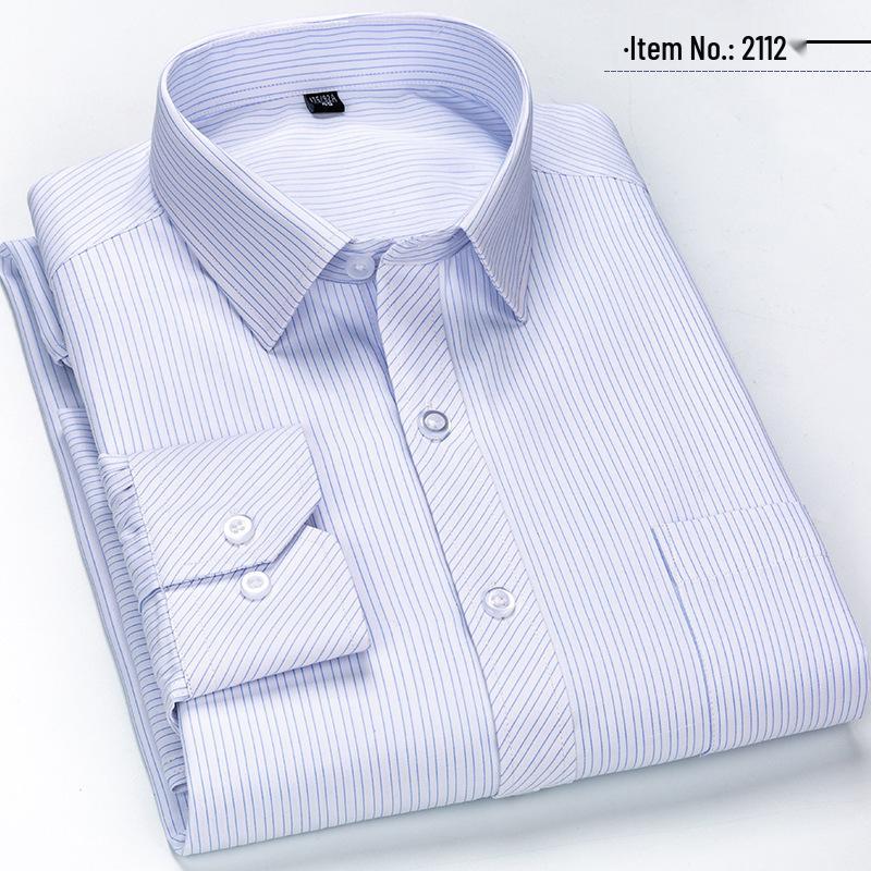 Men's Business Casual Striped Long-Sleeve Shirt - Simple and Fashionable