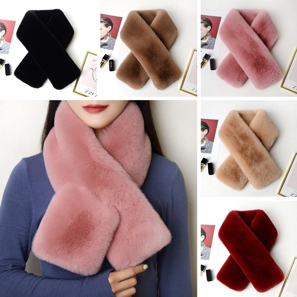 Thicken Winter Warm Shawl Solid Color Neckerchief Wrap Neck Warmer Cross Scarf