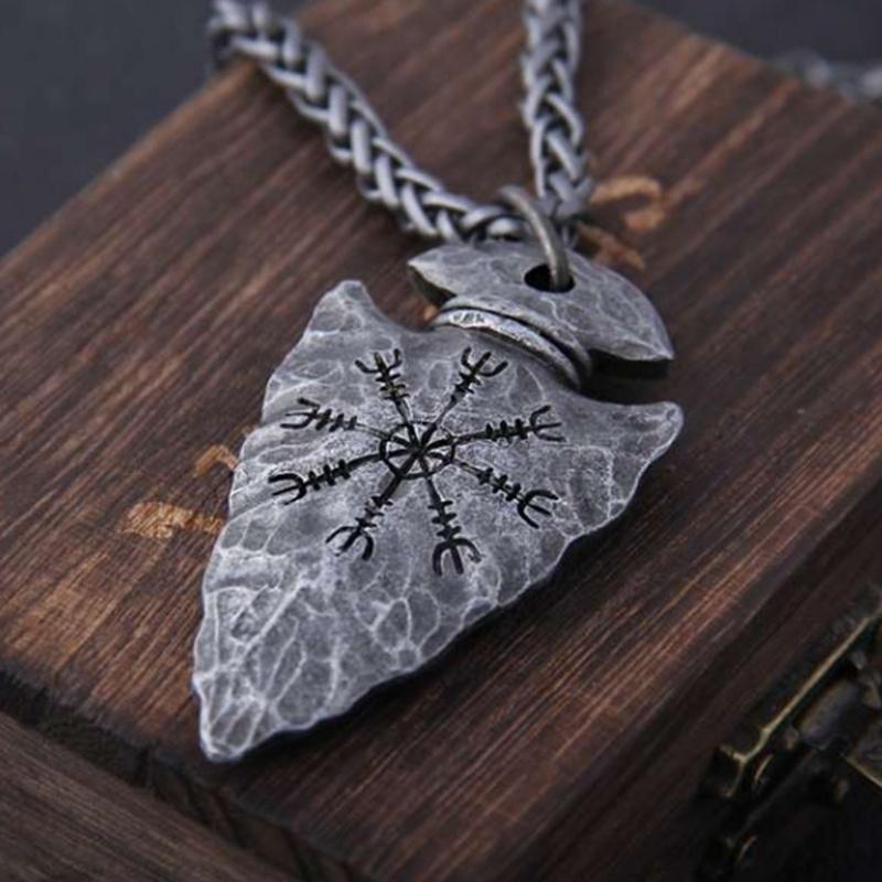 Винтажное мужское ожерелье из нержавеющей стали с рунами викингов, копьем и подвеской «Вегвизир», амулетом, подарок для парня