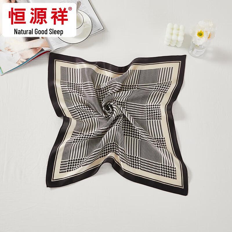 Hengyuanxiang Silk Houndstooth Square Scarf