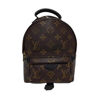 [Б/У] Мини-рюкзак Palm Springs из коричневого канваса с покрытием и монограммой, с золотой фурнитурой - Очень хорошее состояние #BHKU7X