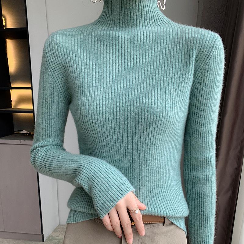 YYFS Women's Fashion Casual Solid Color Print Autumn Winter Long Sleeve Half Turtleneck Pullovers & Long Sleeves