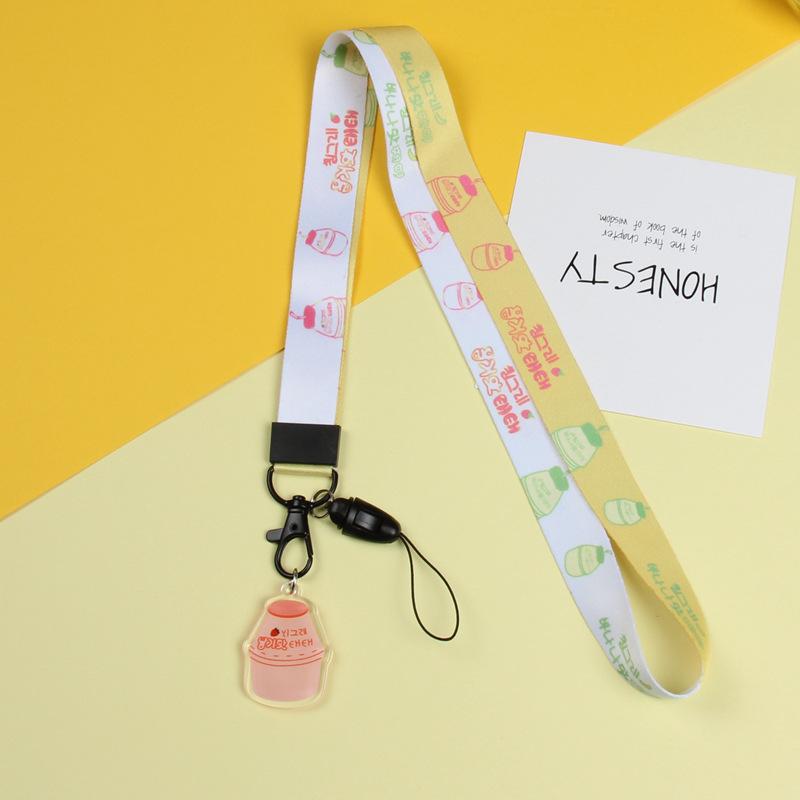 Cartoon Mobile Phone Lanyard, Cute Pendant, Wide And Flat Braided Belt, Lanyard, Key, Badge, Card Cover, Neck Lanyard.