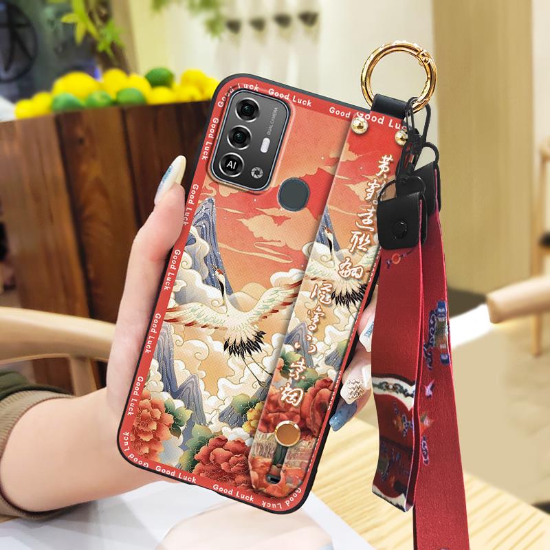 Shockproof Protective Phone Case For ZTE Blade A53 Pro Anti-dust For Mom Wrist Strap Waterproof Back Cover Elderly Lady
