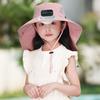 Широкополая шляпа от солнца с вентилятором на солнечной батарее для детей, солнцезащитная охлаждающая шляпа с вентилятором и клапаном для защиты шеи для рыбалки на пляже