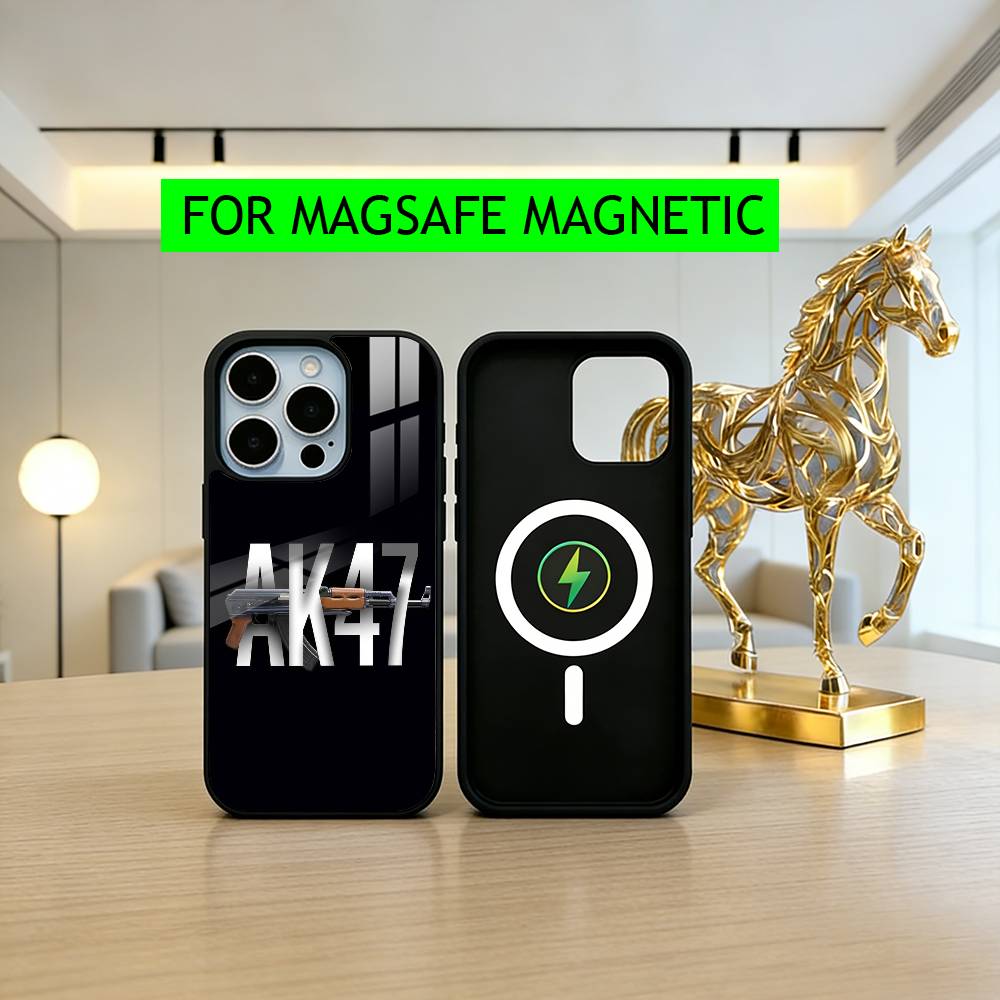 Крутой чехол для телефона AK47 G-Gun для iPhone 17, 16, 15, 14, 13, 12, 11 Plus, Pro, магнитный для беспроводной зарядки MagSafe