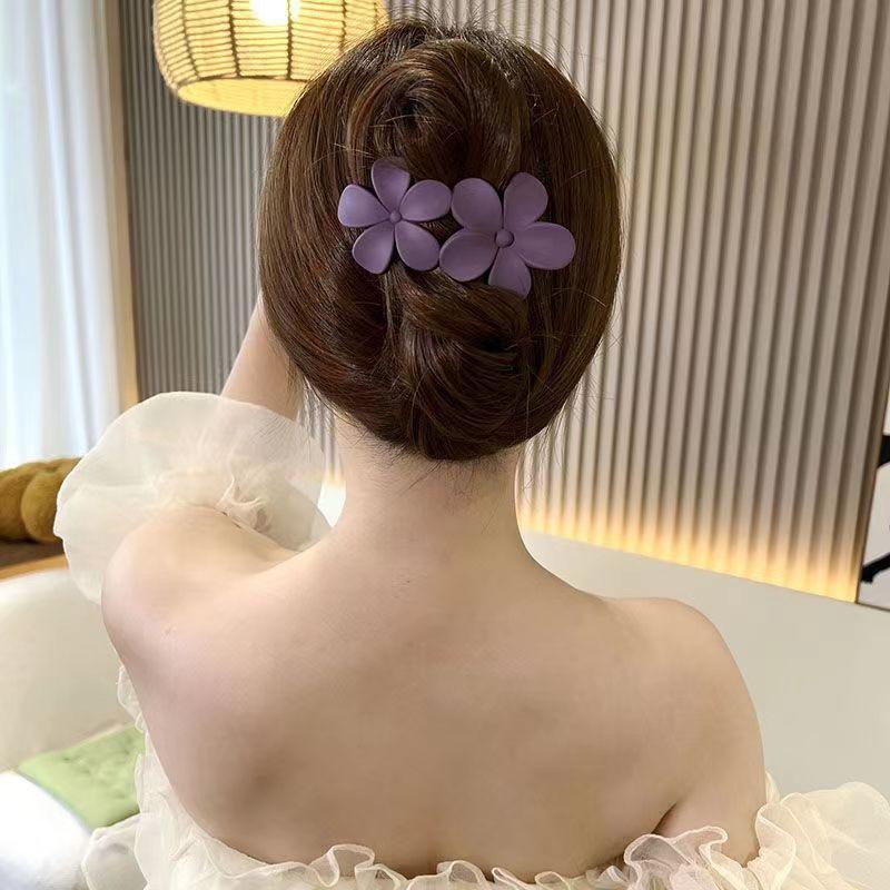 Fashion Flower Hair Clip Headdress Women Hair Clips Back Head Spoon Coiled Hair Hairpin Duckbill Clip Ponytail Clip