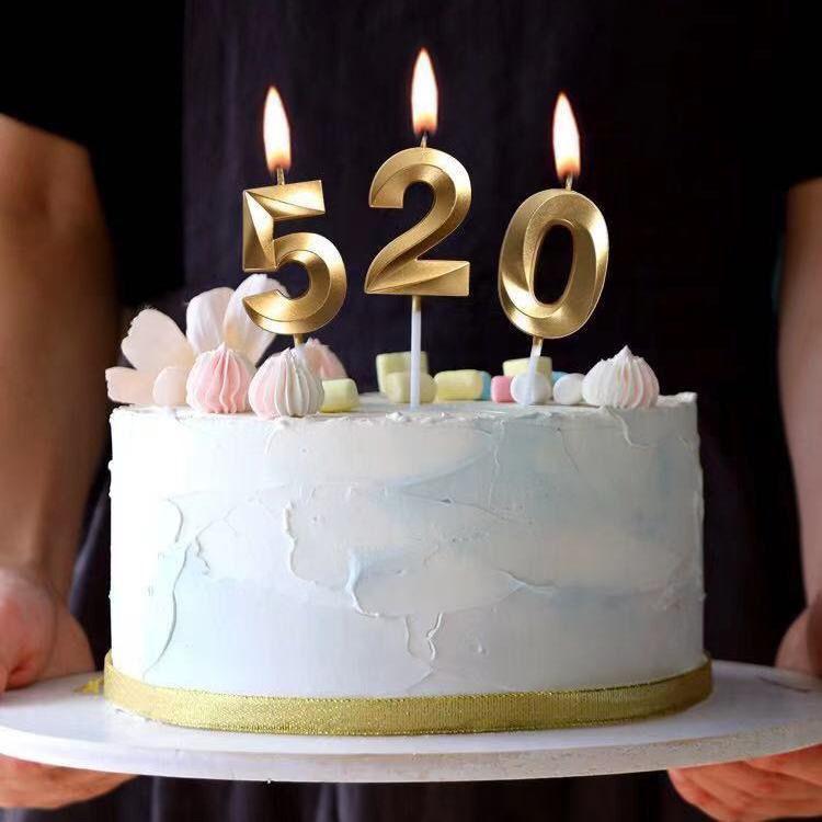 Baking Birthday Cake Candles Plated Gold Stars Love Heart Candle Creative Romantic Party Plug-in Decoration Candles