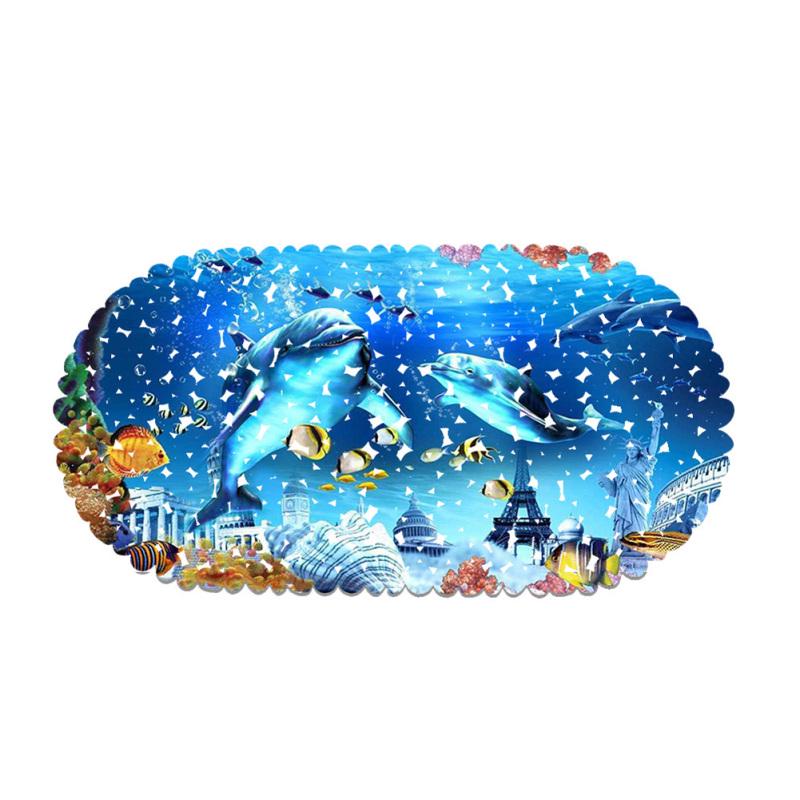 Нескользящий коврик для ванной комнаты с 3D морским рисунком дельфина, безопасный коврик для душа и ванны с присоской, коврик для ног