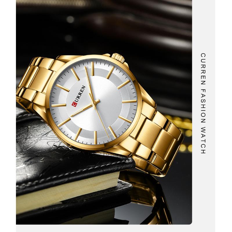 CURREN Новые лучшие мужские часы, водонепроницаемые кварцевые часы, простые часы со стальным ремешком, деловые модные часы