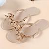 Fashion Woman's Sandals Flats Fashion Woman Flip Flops Summer Slippers Cool Beach Rivets Bowknots Flats Jelly Shoes PVC