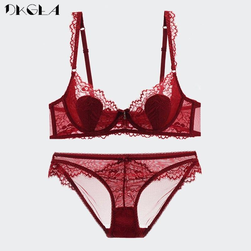 DKGEA Кружевной сексуальный бюстгальтер с вышивкой для женщин, комплект нижнего белья больших размеров, зеленый