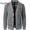 Мужской вязаный свитер с v-образным вырезом больших размеров, кардиган на весну/осень, модное пальто оверсайз с длинными рукавами для мужчин, мужская одежда