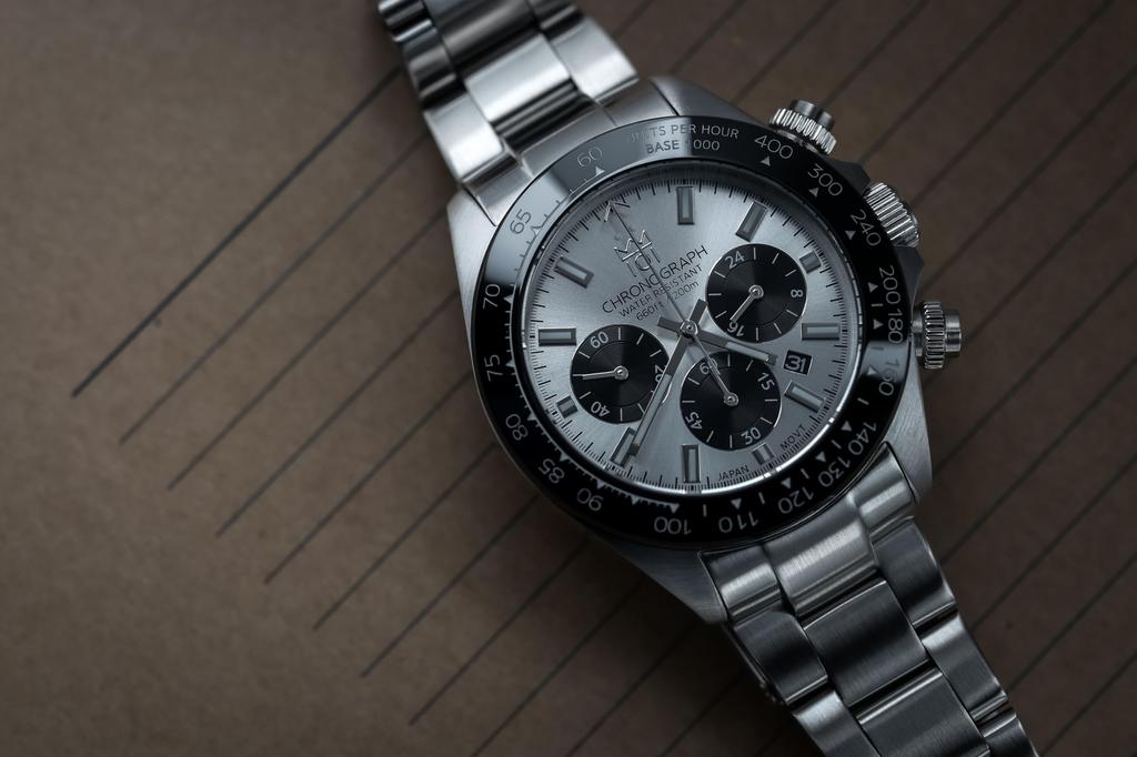 НОВАЯ модель Часы-хронограф Hyakuichi Часы 20 ATM Водонепроницаемые Дата Кварцевые Керамический Безель Серебряный Panda SSV [HYAKUICHI 101] Дайверские мужские