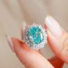 Zhuozhifan S925 Silver Diamond-Studded Green Ice Flower Ring for Women