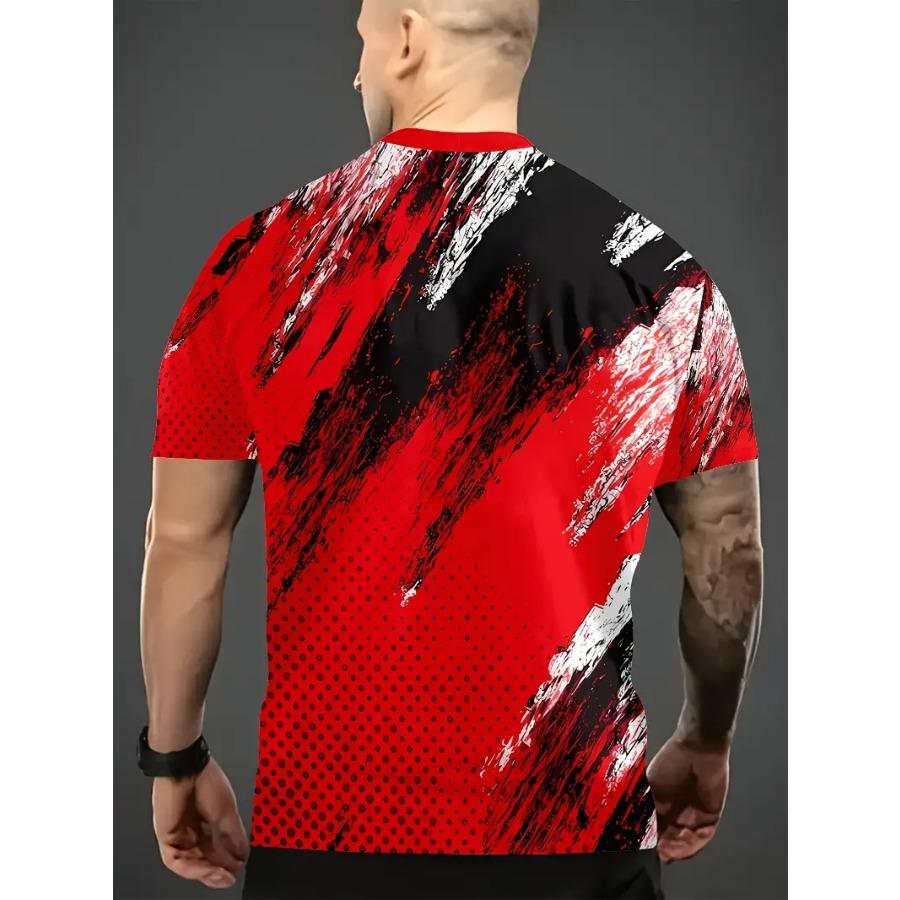 Мужские крутые футболки контрастного цвета с 3D-принтом для тай-дай, эластичный полиэстер, спортивная одежда, топы с коротким рукавом, летняя одежда