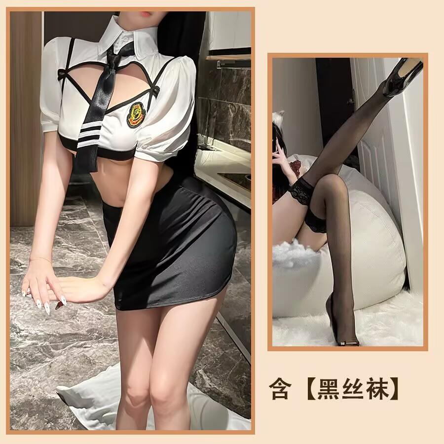 Sexy lingerie split stewardess suit COSPAL sexy uniform cosplay female live streaming host seduction
