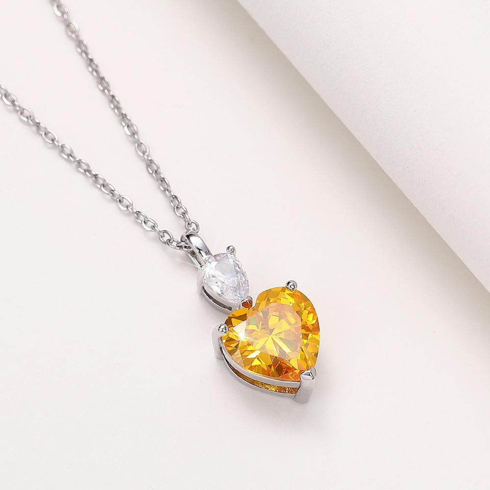 Huitan Aesthetic Colorful Cubic Zirconia Pendant Necklace Women For Wedding Party Temperament Lady 'S Neck Accessory Jewelry