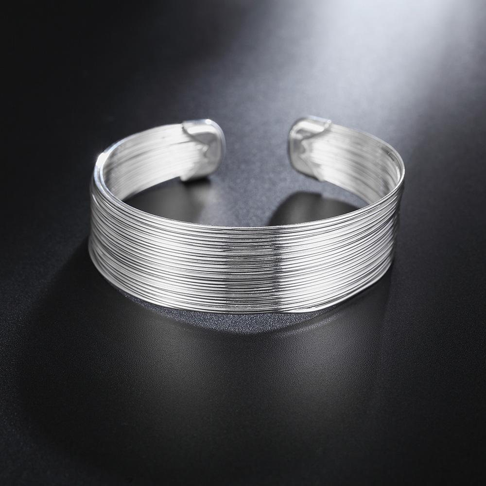 Trend Brands 925 Sterling Silver Cuff Браслеты для женщин Lines Браслеты Мода Свадебные украшения для вечеринок Рождественские подарки