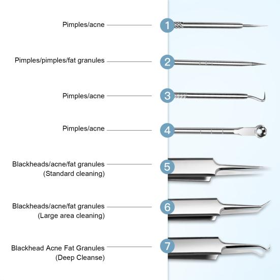 Yousheng 7 шт. набор инструментов для удаления черных точек из нержавеющей стали набор для удаления угрей профессиональный инструмент для удаления черных точек и белых угрей для лица