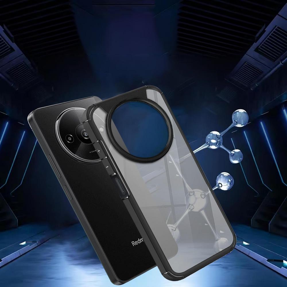 Xiaomi Redmi A3 Case, Fusion Hybrid, with Camera Protection, Transparent/Black