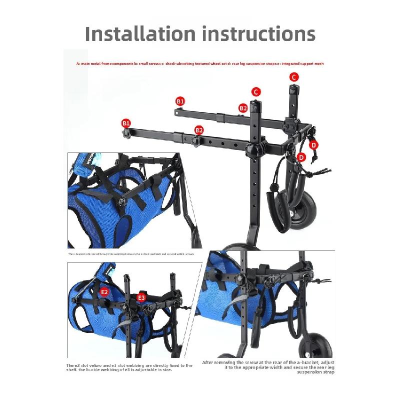 Adjustable Dog Wheelchair Hind Limb Disabled Pet Cat Dogs Mobility Aid Trolley Legs Rehabilitation Light Pet Walk Tools