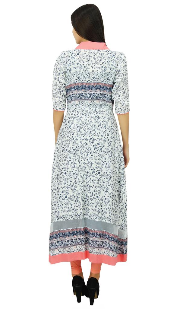 Bimba Эксклюзивная 2-х предметная печатная курти длинная курта индийская одежда бохо шик