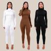Autumn Winter Bodysuit Jumpsuit Solid Color Tight-fitting Long-sleeved Fleece Jumpsuit Women's Yoga One-piece