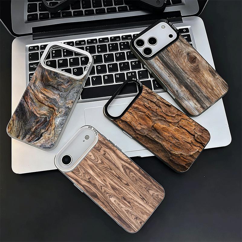Мягкий чехол для телефона с узором под дерево в винтажном стиле для iPhone 15 16 17 Pro Max 17Air 16E 14 Plus 13 12 Mini Ударопрочная задняя крышка