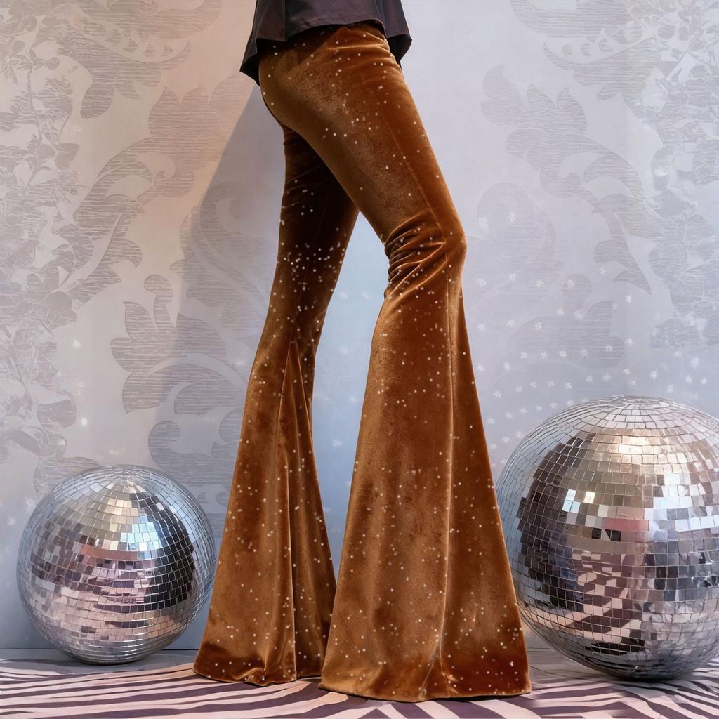 Женские Модные Цветные Винтажные Вельветовые Расклешенные Брюки с Высокой Талией Эластичные Повседневные Брюки-Клеш