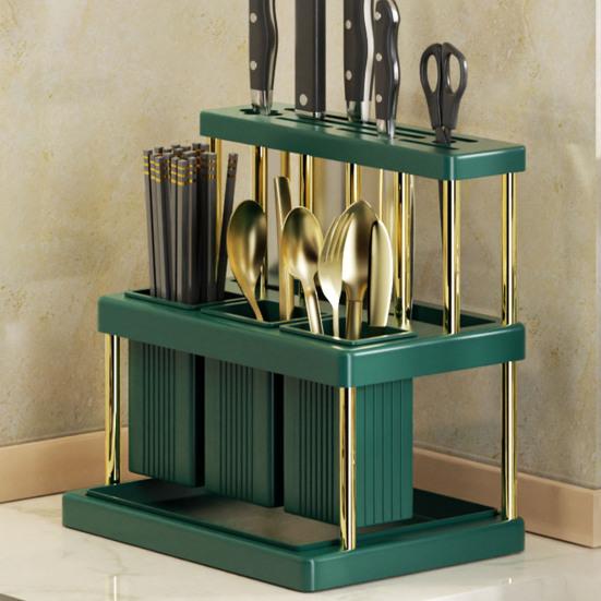 Storage Rack Kitchen Utensils Organizer Multiple Compartments Removable Chopsticks Spoons Kitchen Counter Shelf