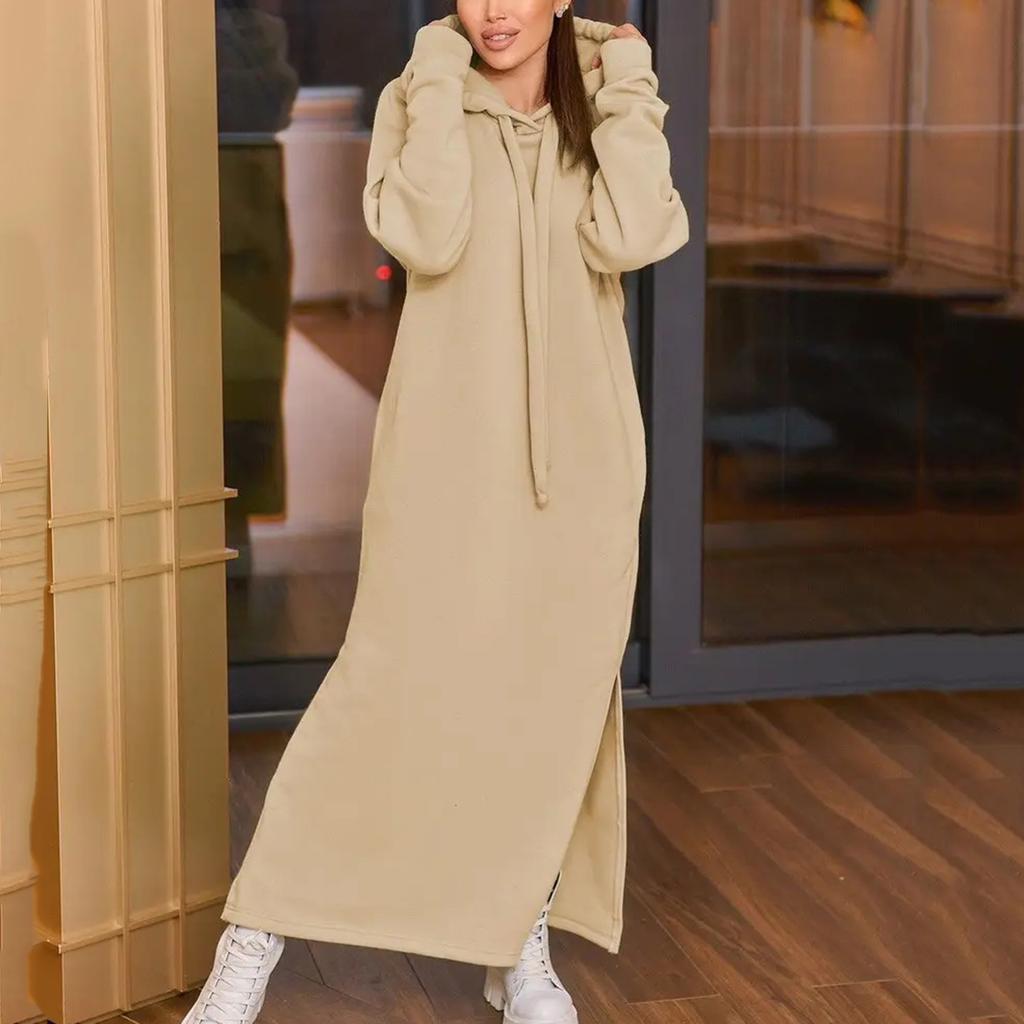 Женский модный однотонный худи с длинными рукавами и флисовой подкладкой