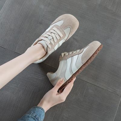 Ретро повседневный спортивный женский новый кожаный на плоской подошве женский