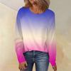 Women's Round Neck Gradient Printed Raglan Sleeve Long Sleeve Versatile Loose Top
