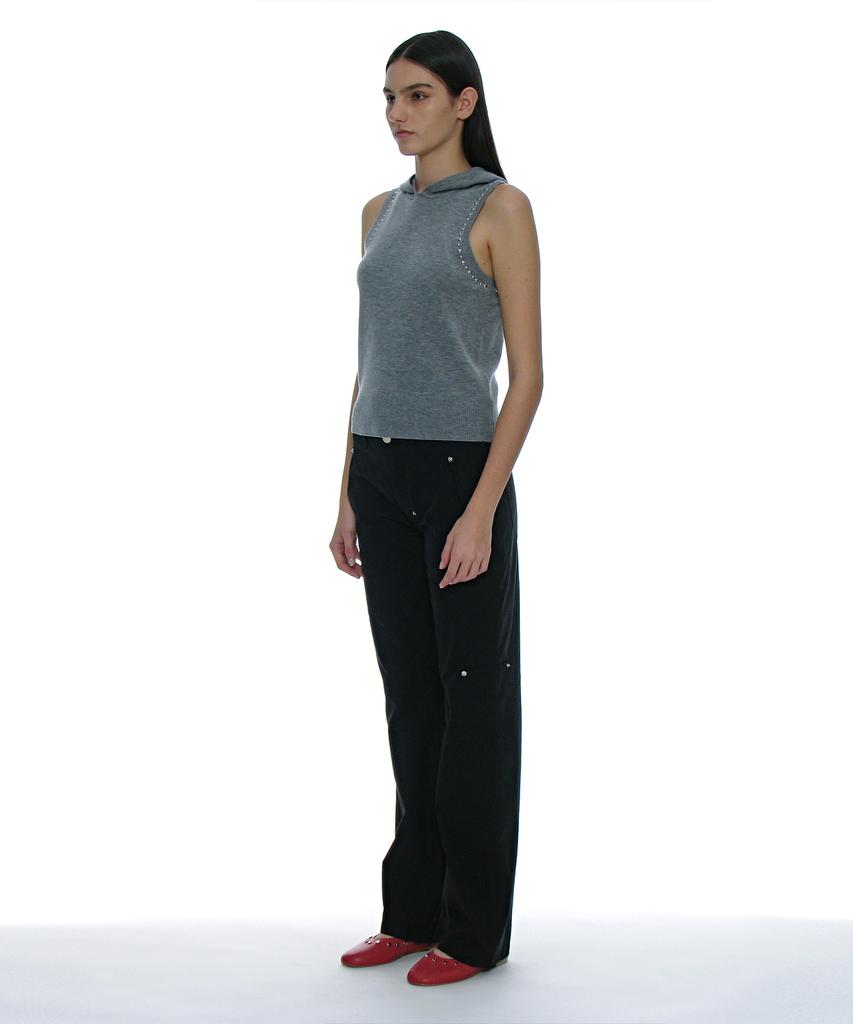 PARTIMENTO WOMEN Studded Hoodie Knit Top_Melange