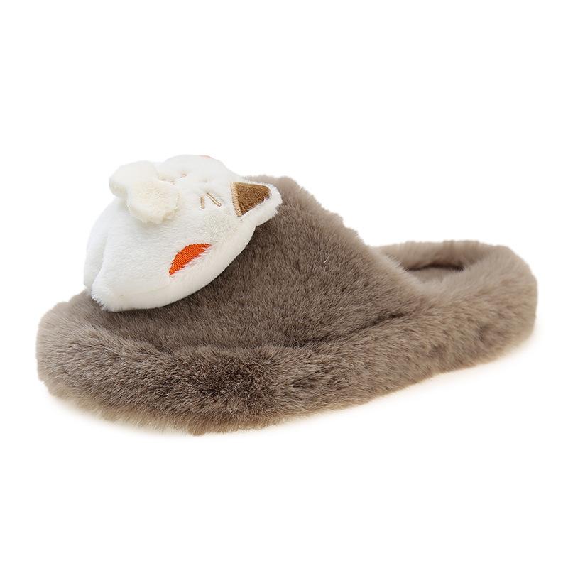Новые мягкие плюшевые симпатичные тапочки на платформе Baotou, женские хлопковые теплые повседневные домашние тапочки 2024
